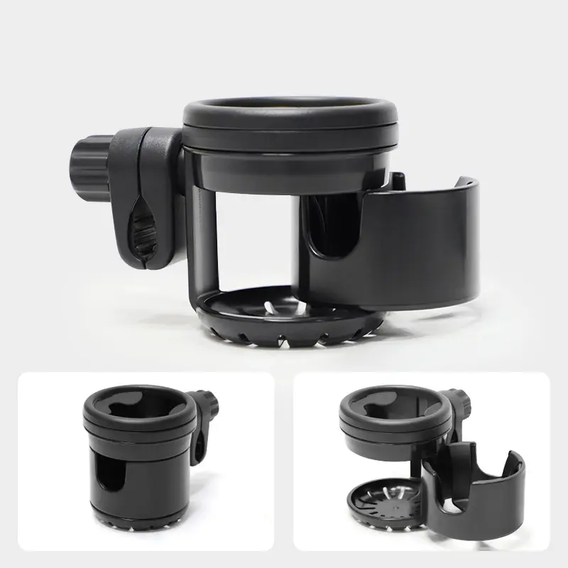 Adjustable Black BabyStroller Cup Holder 2-in-1 Twin Bottle Holder Multiple Styles Universal Tricycle Pram Phone Cup Holder