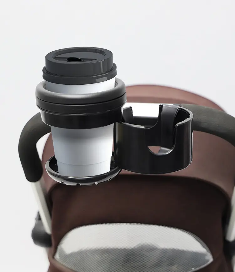 Adjustable Black BabyStroller Cup Holder 2-in-1 Twin Bottle Holder Multiple Styles Universal Tricycle Pram Phone Cup Holder