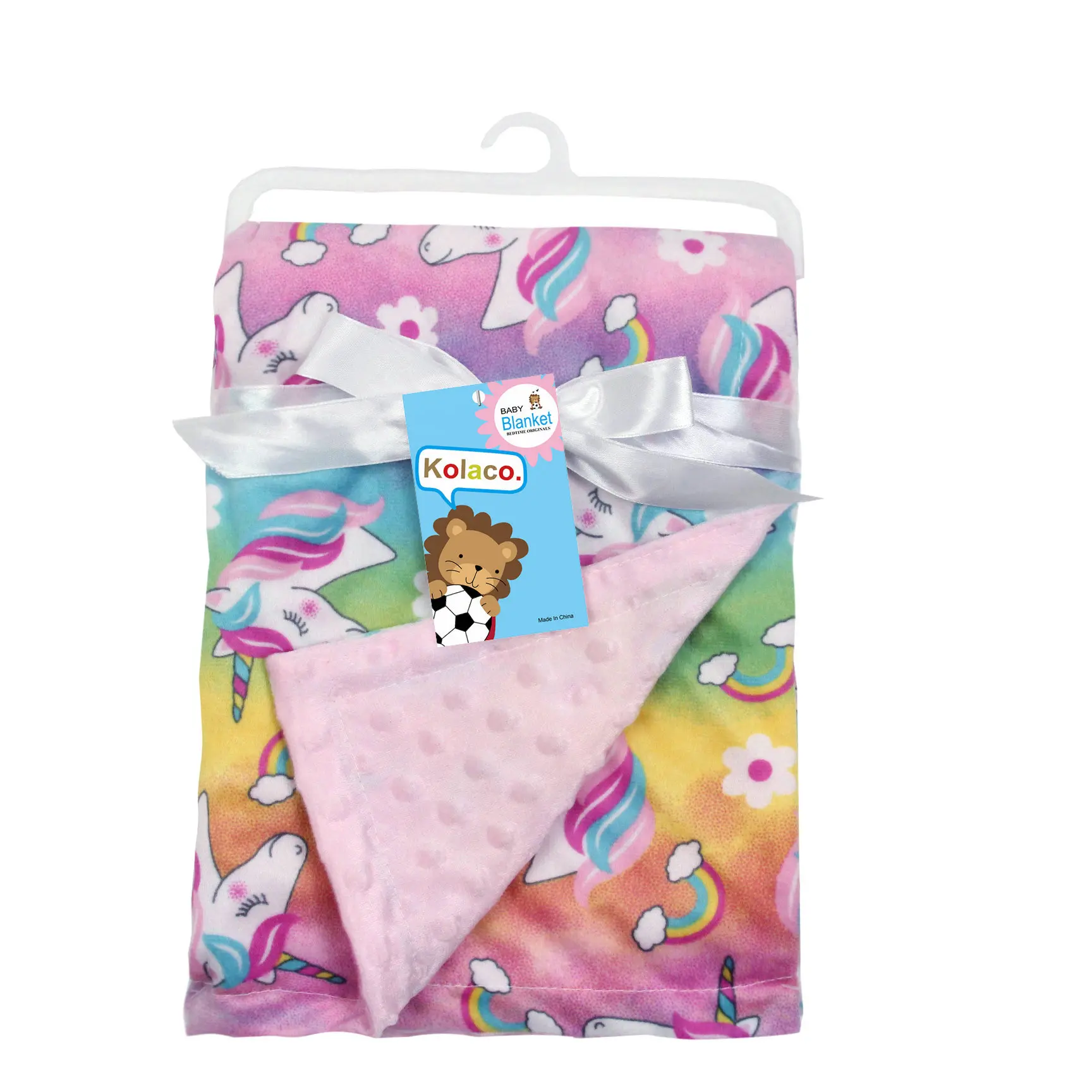 10Color Cartoon Cozy Baby Blanket with Adorable Bear Pattern  Soft Minky Dots, Perfect for Newborns Ideal for Swaddling