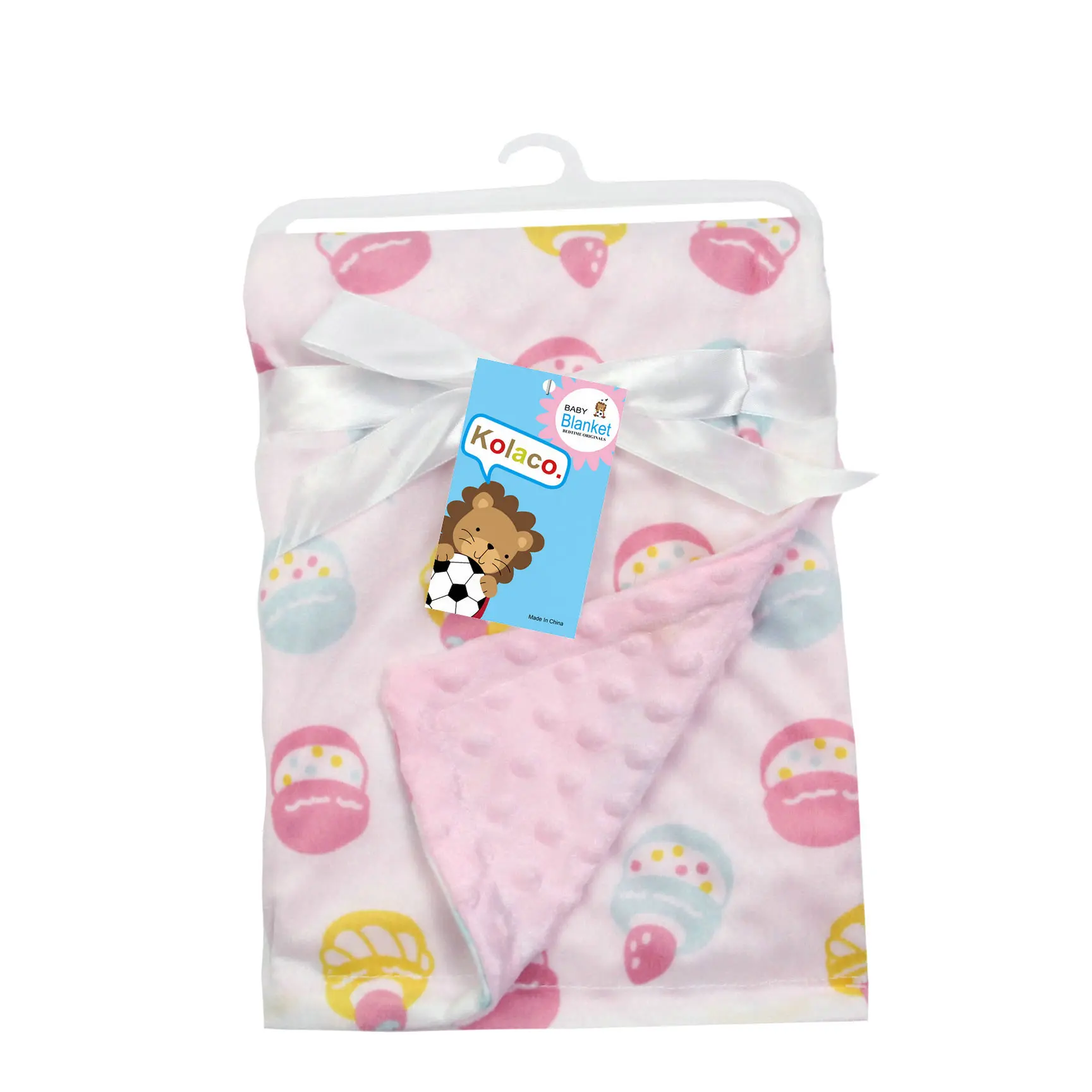 10Color Cartoon Cozy Baby Blanket with Adorable Bear Pattern  Soft Minky Dots, Perfect for Newborns Ideal for Swaddling
