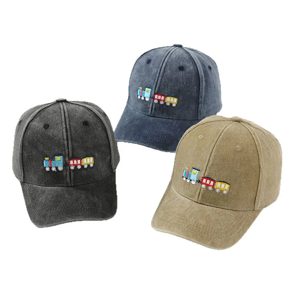 Cute Baby Cartoon Train Peaked Cap Embroidery Children Baseball Caps Outdoor Boy Girl Sunscreen Hat Kid Cotton Casual Hats