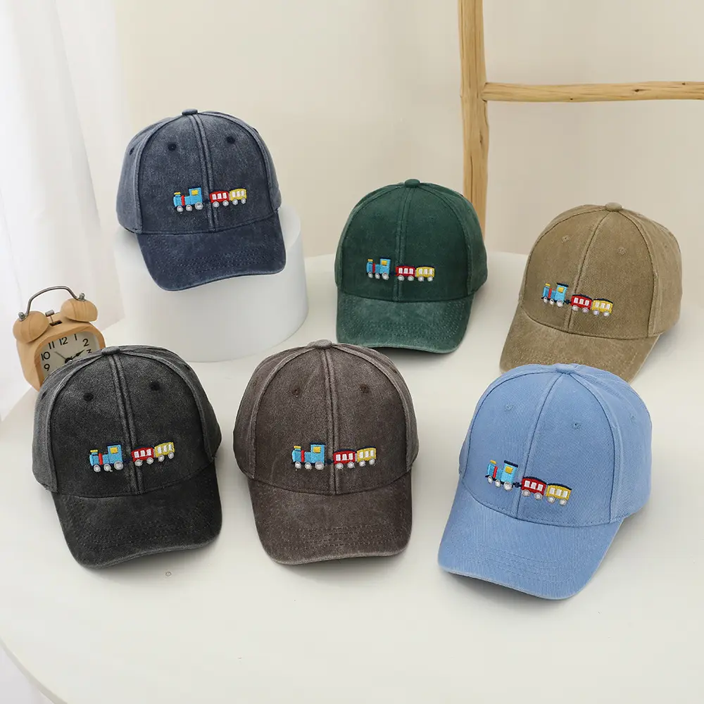 Cute Baby Cartoon Train Peaked Cap Embroidery Children Baseball Caps Outdoor Boy Girl Sunscreen Hat Kid Cotton Casual Hats