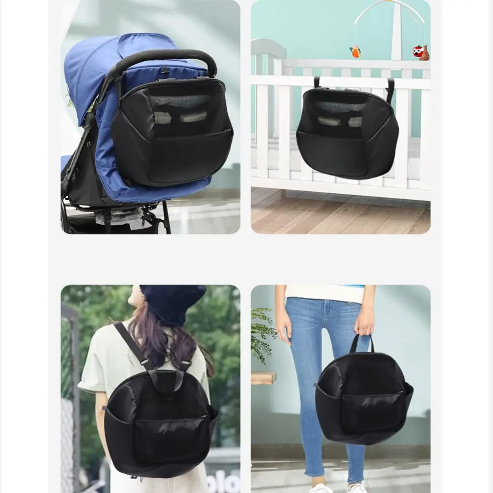 Black Universal Stroller Organizer Bag Practical Stroller Storage Capacity Multiple Compartments Stylish Stroller Hanging Bag
