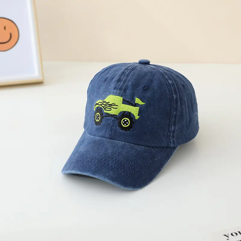 Kids Hat Fun Monster Truck - Embroidered Baseball Caps for Boys Girls 2-8Y Adjustable