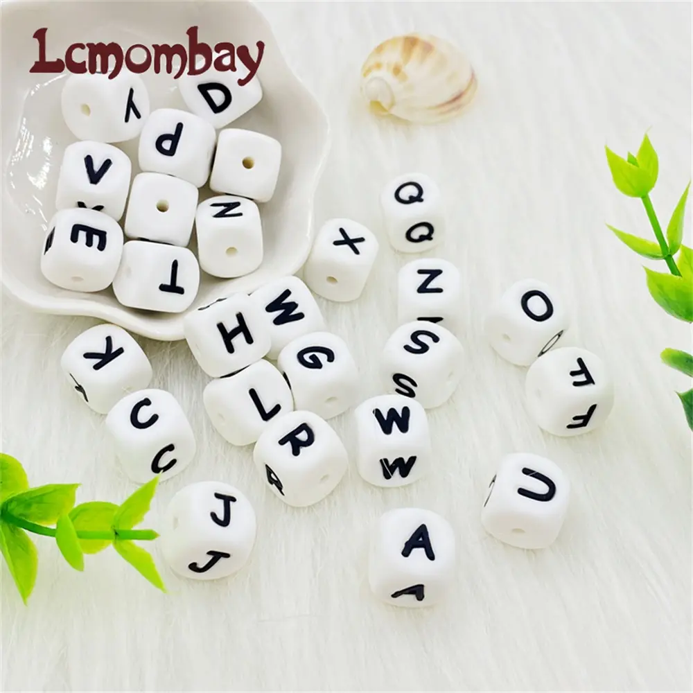 10pcs Silicone 12mm Letter Beads English Alphabe Beads Food Grade Silicone Chewing Beads DIY Baby Teething Toys Pendant