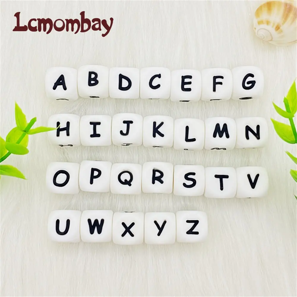 10pcs Silicone 12mm Letter Beads English Alphabe Beads Food Grade Silicone Chewing Beads DIY Baby Teething Toys Pendant