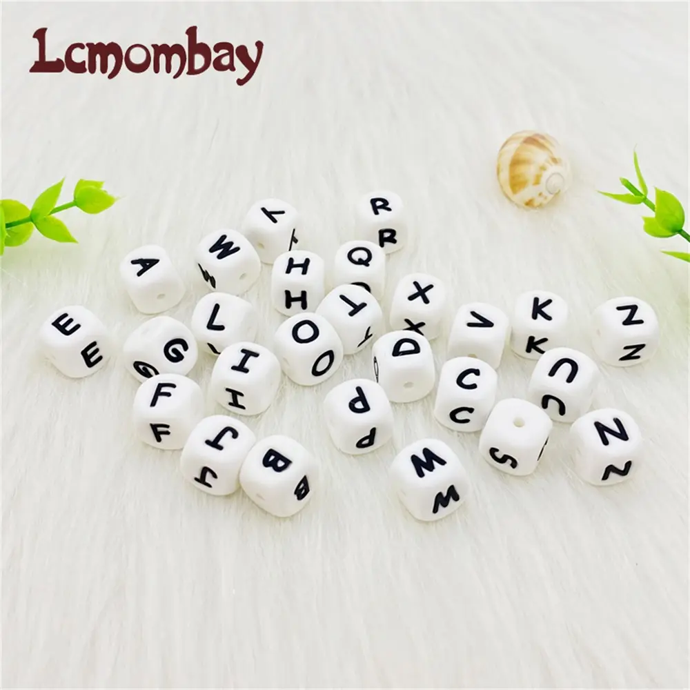 10pcs Silicone 12mm Letter Beads English Alphabe Beads Food Grade Silicone Chewing Beads DIY Baby Teething Toys Pendant