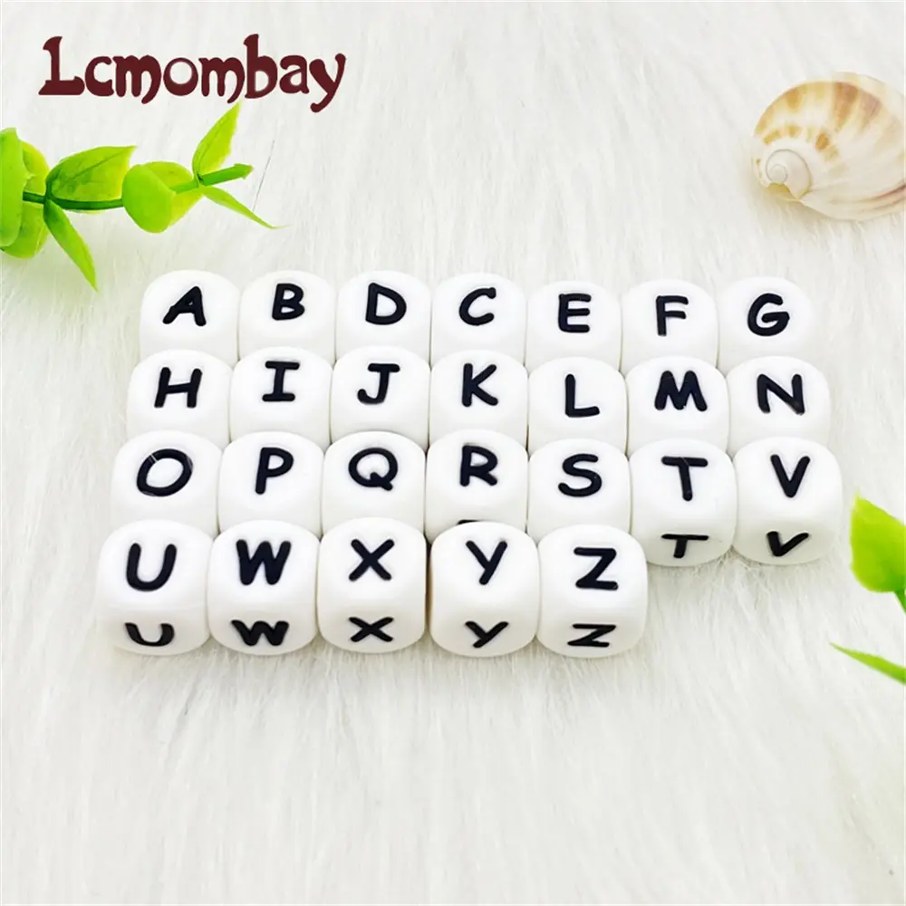 10pcs Silicone 12mm Letter Beads English Alphabe Beads Food Grade Silicone Chewing Beads DIY Baby Teething Toys Pendant