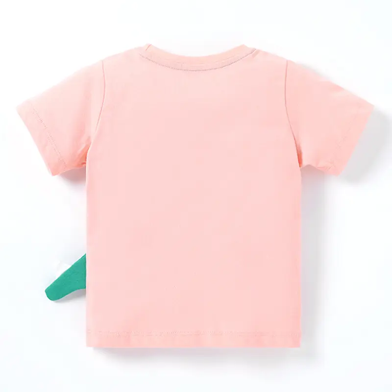 Boys' Pink Short - Sleeve T - shirt - with 3D Green Dinosaur Print - Suitable for Ages 2-7t