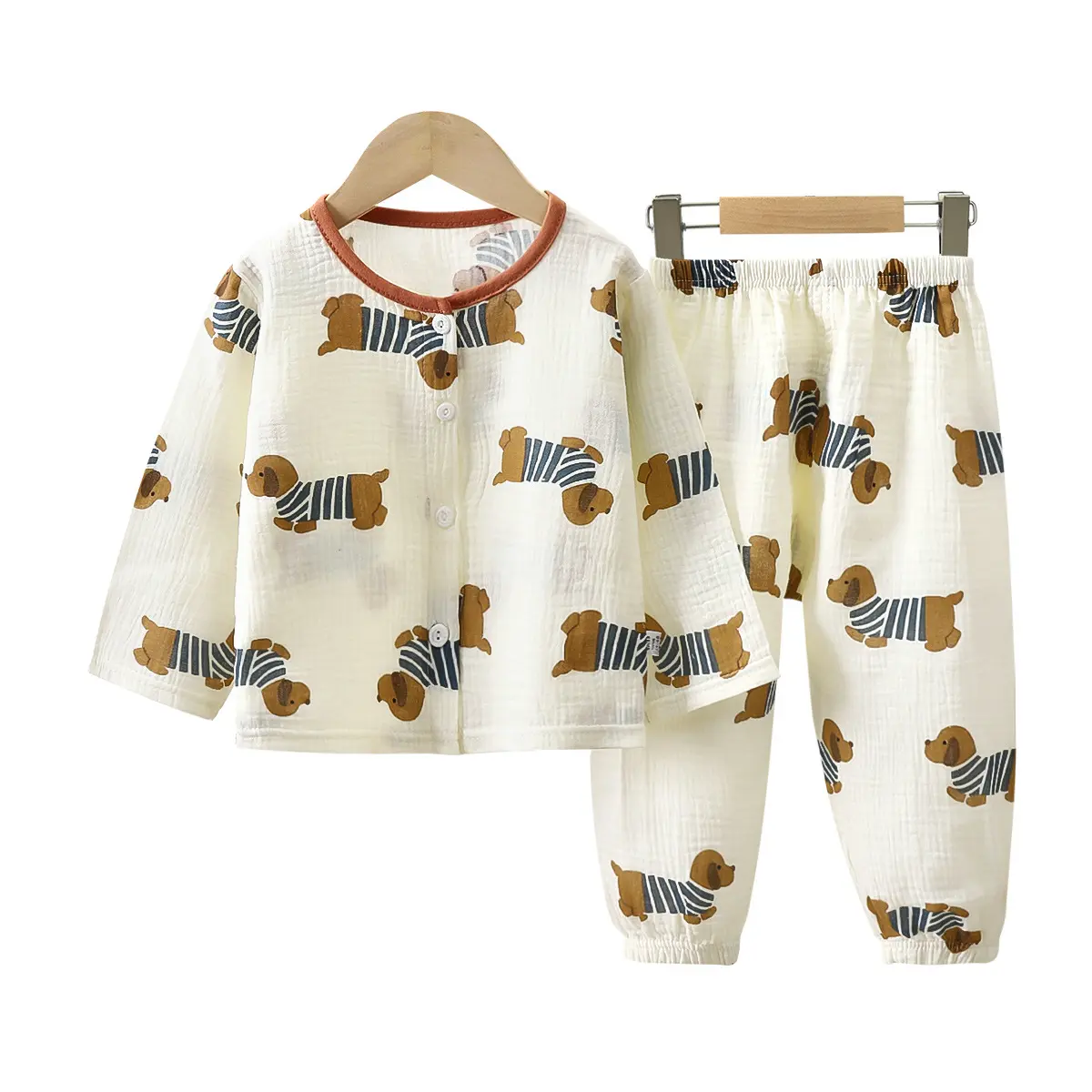 2Pcs Kids Floral Print Pajama Set Adorable Cat Motifs, Lace Trimmed Collar, Soft & Breathable Adorable Toddler Girl Sleepwear