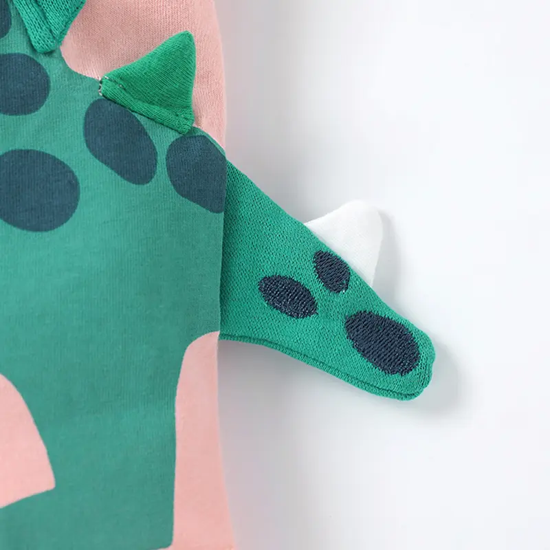 Boys' Pink Short - Sleeve T - shirt - with 3D Green Dinosaur Print - Suitable for Ages 2-7t
