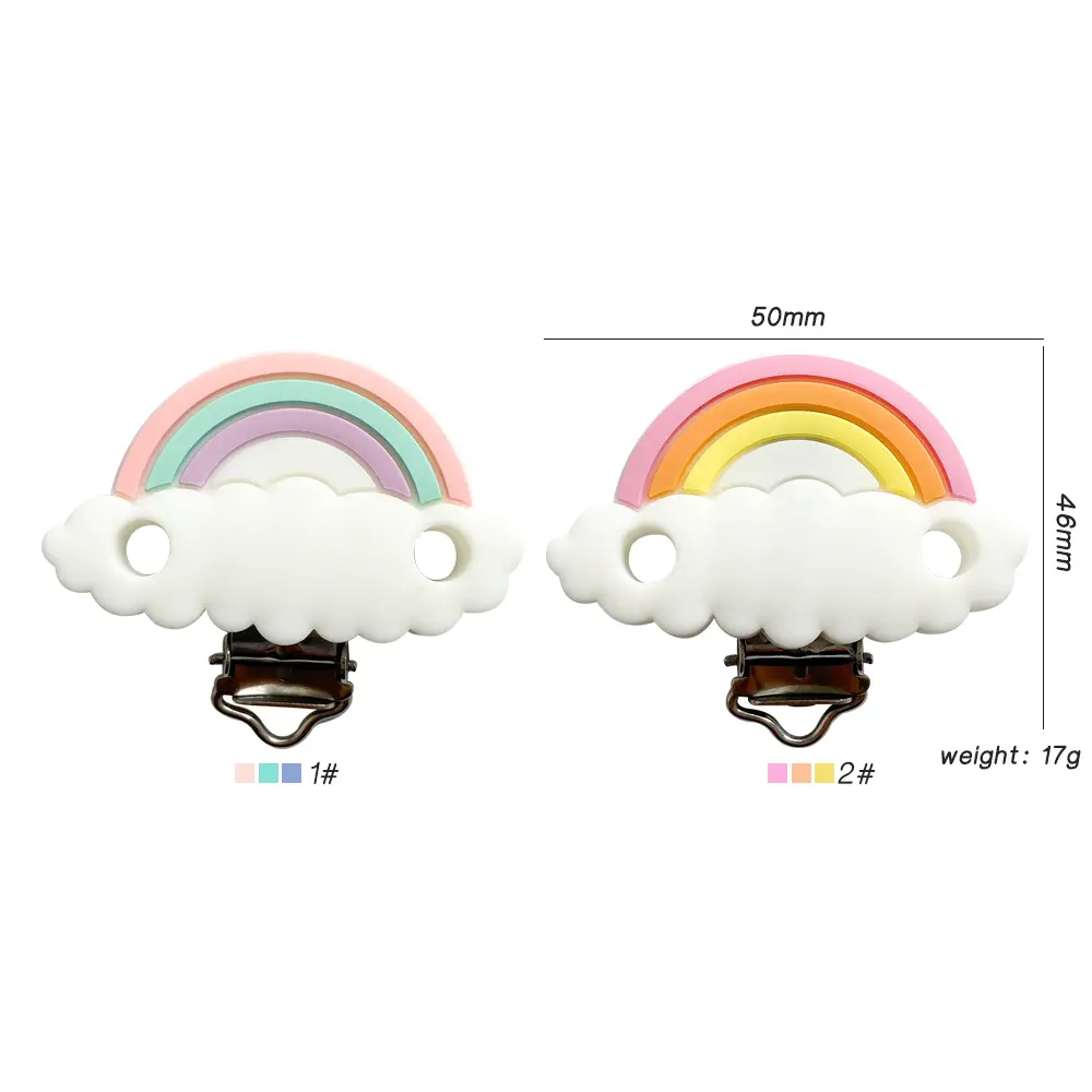 1/3/10pcs new rainbow silicone baby teether tooth care pendant DIY pacifier chain accessories baby toys
