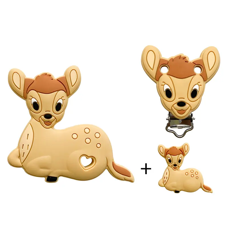 3pcs/set Disney Silicone Cartoon Figure Teether Beads and Clips Baby Teether Pacifier Chain Accessories Teething Jewelry Toys