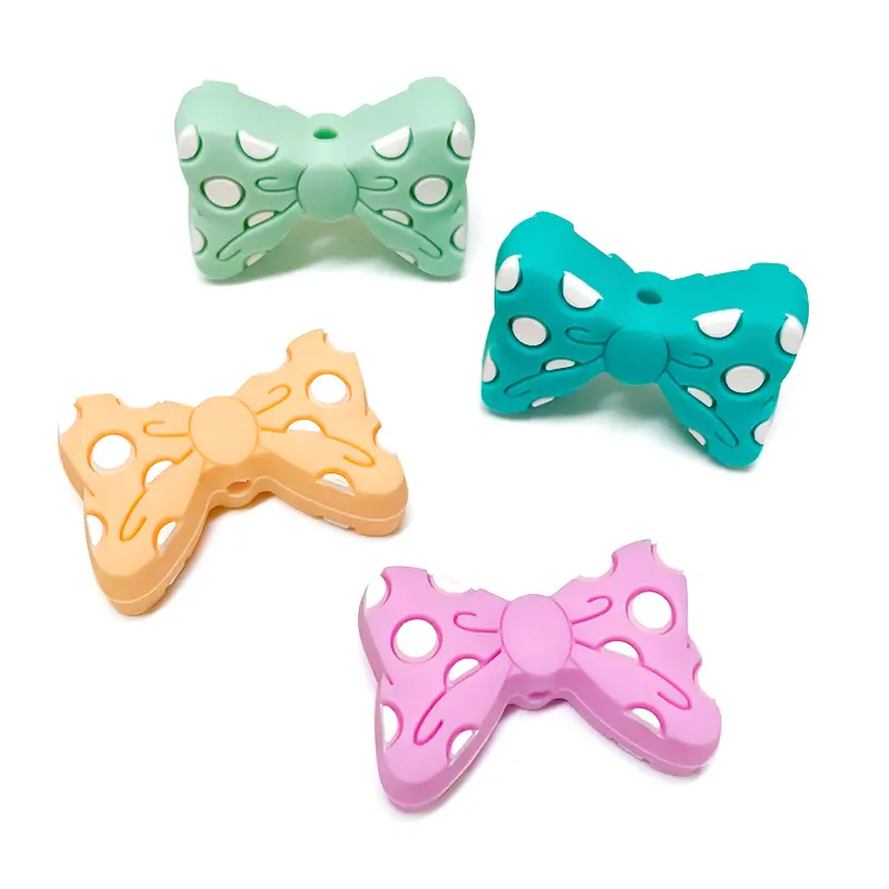 10pcs Baby Silicone Beads New Bow Tie Beads BowKnot Beads Teether Baby Toy DIY Pacifier Chain Necklace Accessories