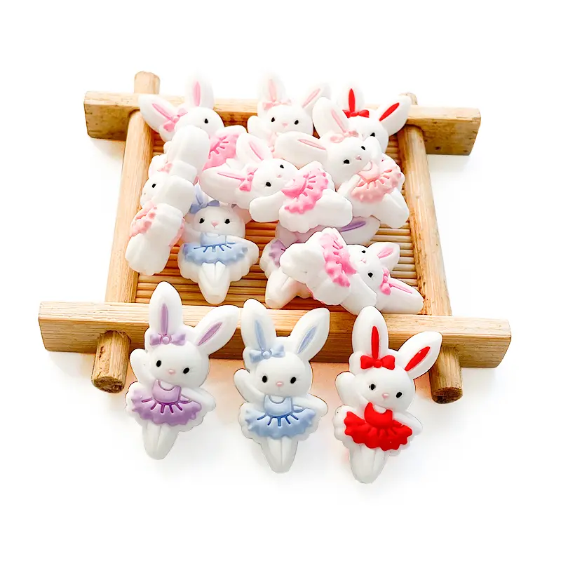 10pcs Silicone Animal Baby Bead Cartoon New Rabbit Food Grade Baby Oral Care DIY Teeth Toy Baby Teeth Gift