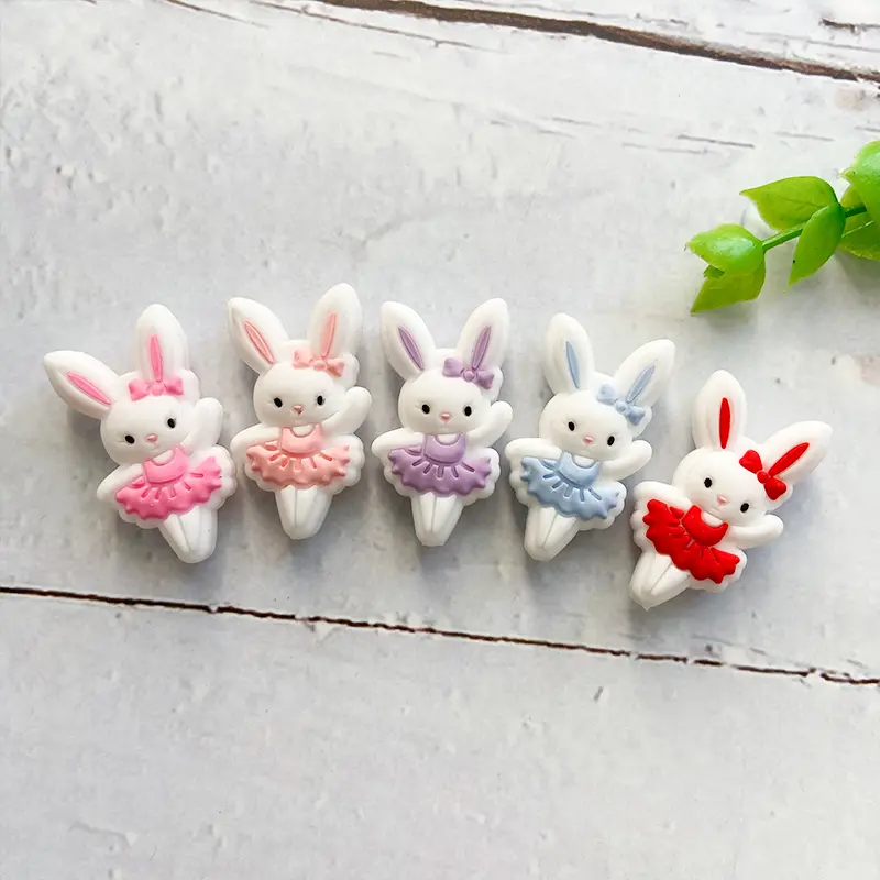 10pcs Silicone Animal Baby Bead Cartoon New Rabbit Food Grade Baby Oral Care DIY Teeth Toy Baby Teeth Gift