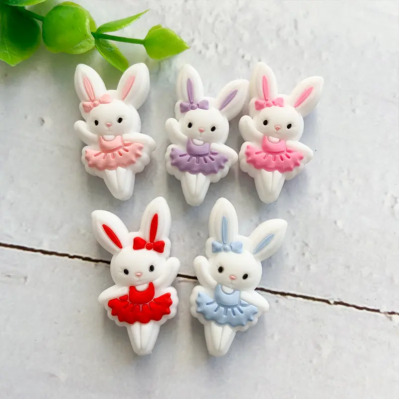 10pcs Silicone Animal Baby Bead Cartoon New Rabbit Food Grade Baby Oral Care DIY Teeth Toy Baby Teeth Gift