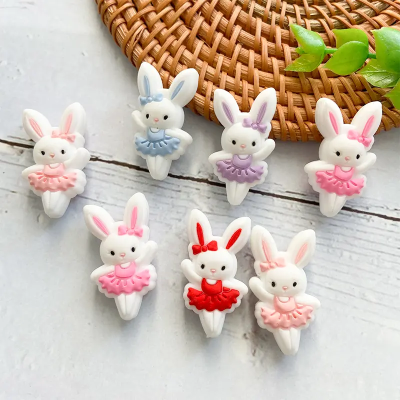 10pcs Silicone Animal Baby Bead Cartoon New Rabbit Food Grade Baby Oral Care DIY Teeth Toy Baby Teeth Gift