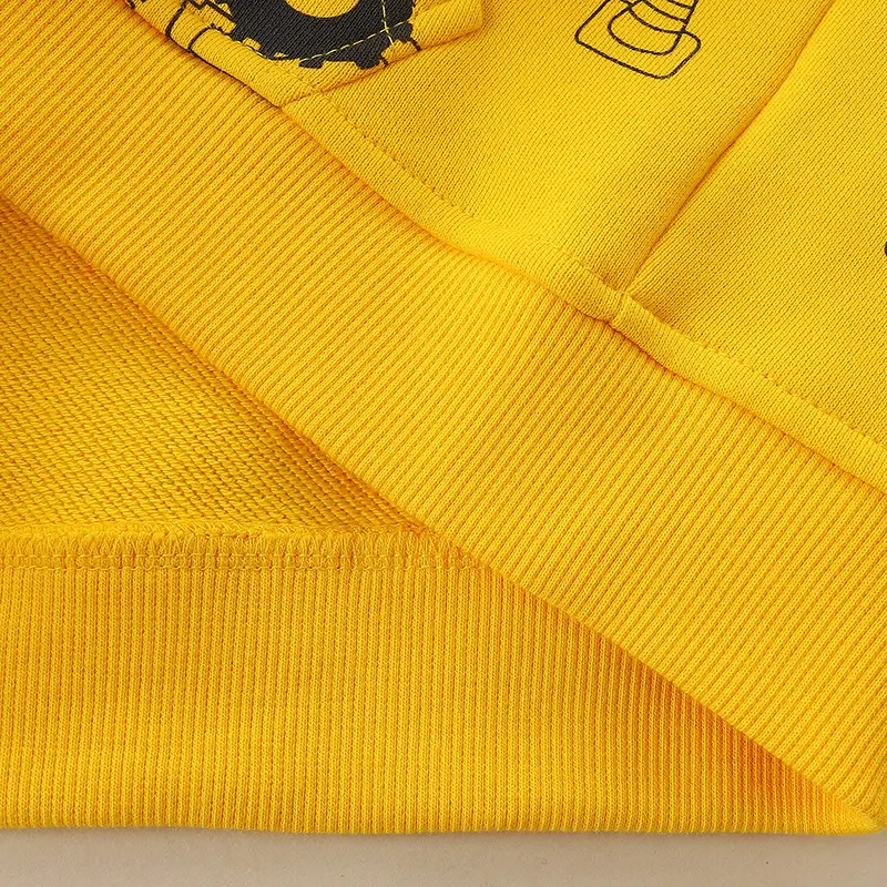 Boys' Yellow Construction Vehicle Themed Jacket Hoodie Zippered Design, Soft Fabric Ideal for Outdoor