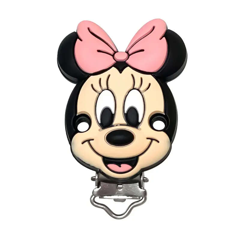 3pcs Disney Silicone Mickey Mouse Pacifier Clips For DIY Baby Teething Necklace Dummy Holder Baby Accessories