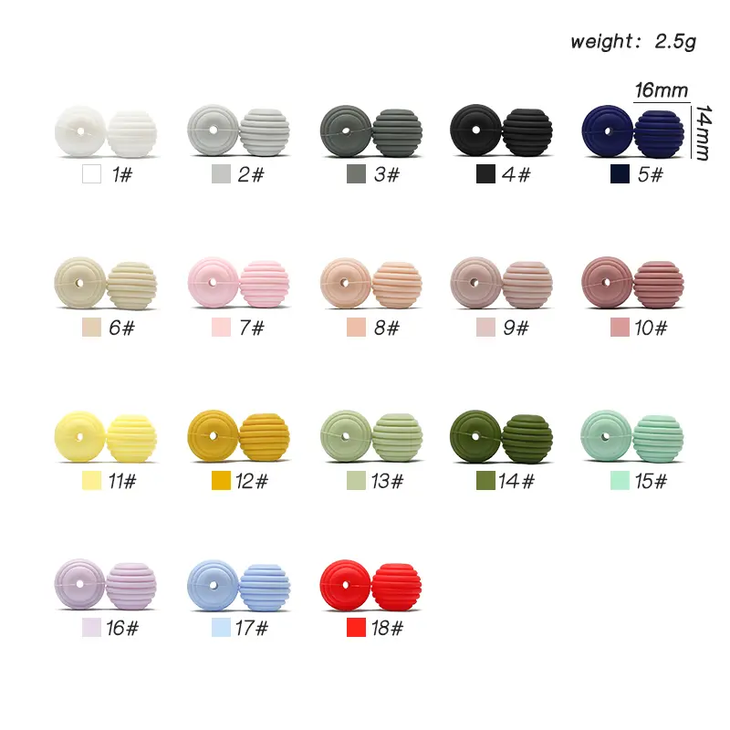 30pcs 15mm Silicone Beads Teethers DIY Threaded Silica Beads BPA Free Spiral Food Grade Silicone Teething