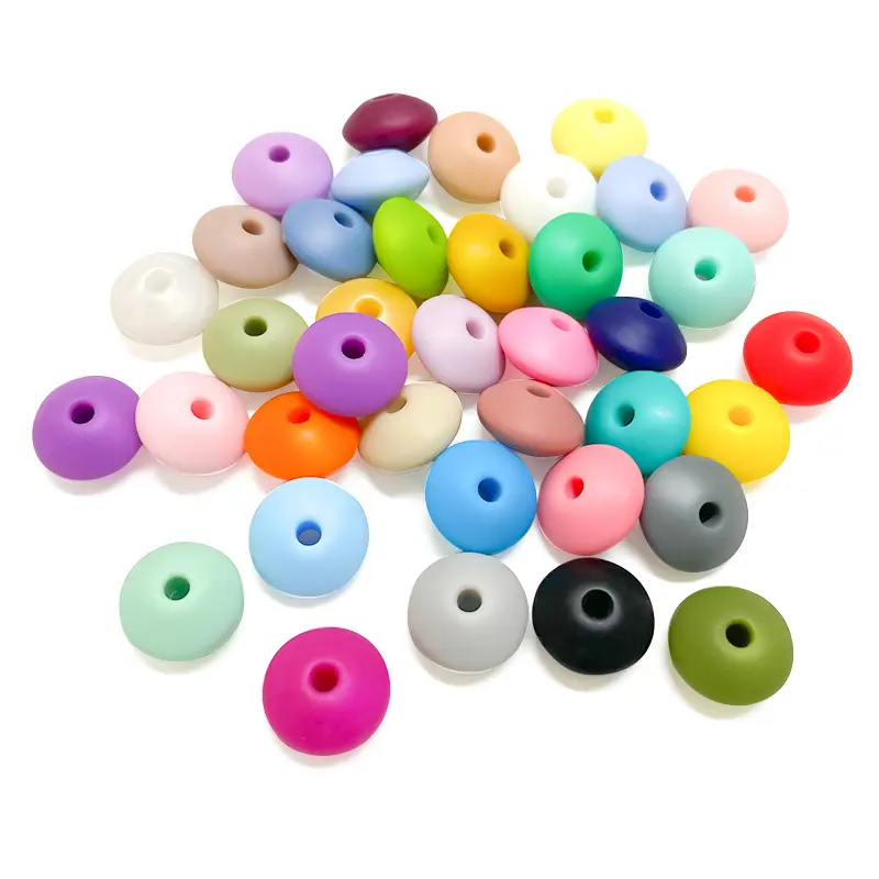 50pcs Silicone Lentil Beads BPA Free Baby Teething Beads Nursing Bracelet Tiny Rod Baby Teether Accessory