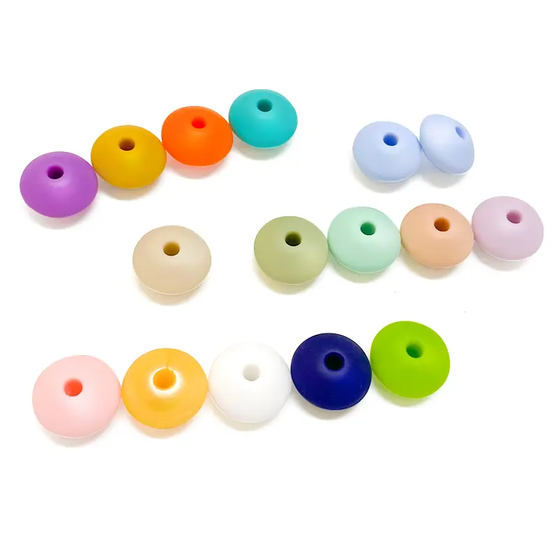 50pcs Silicone Lentil Beads BPA Free Baby Teething Beads Nursing Bracelet Tiny Rod Baby Teether Accessory