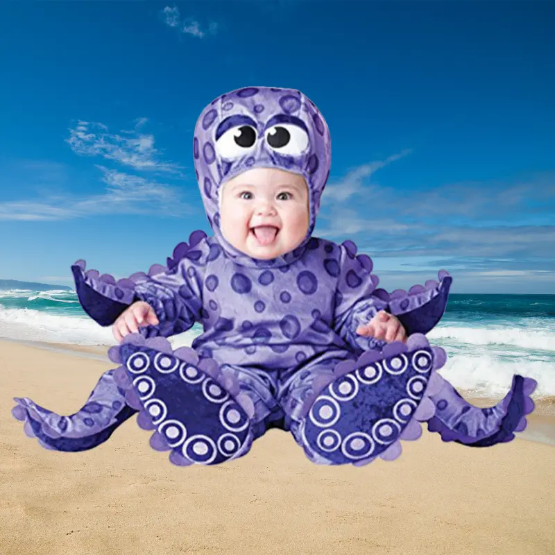 Carnival Halloween Outfits Purple Octopus Baby Boys Girls Costume Animal Rompers Jumpsuit Toddlers Infant Clothes