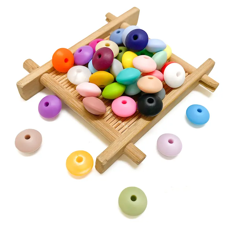 50pcs Silicone Lentil Beads BPA Free Baby Teething Beads Nursing Bracelet Tiny Rod Baby Teether Accessory