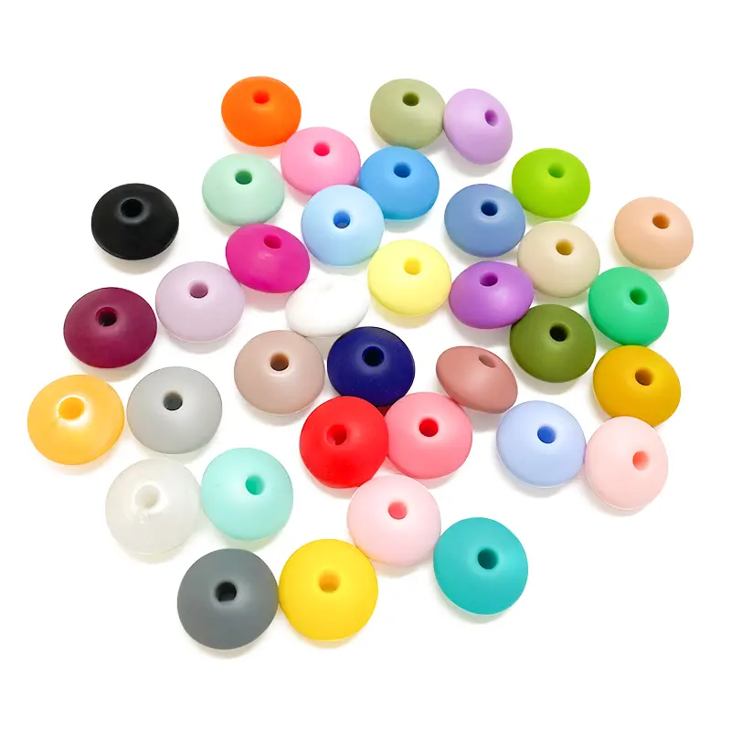 50pcs Silicone Lentil Beads BPA Free Baby Teething Beads Nursing Bracelet Tiny Rod Baby Teether Accessory