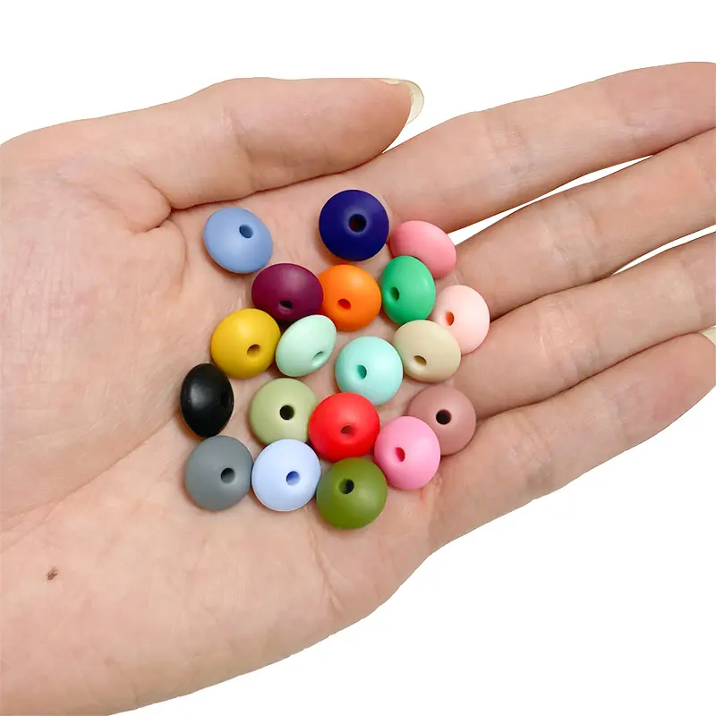 50pcs Silicone Lentil Beads BPA Free Baby Teething Beads Nursing Bracelet Tiny Rod Baby Teether Accessory