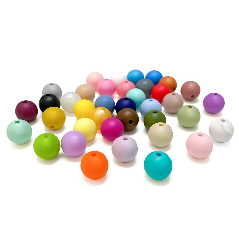 50pcs 12mm Round Silicone Beads BPA Free Baby Teething Beads Nursing Bracelet Tiny Rod Baby Teether Accessory