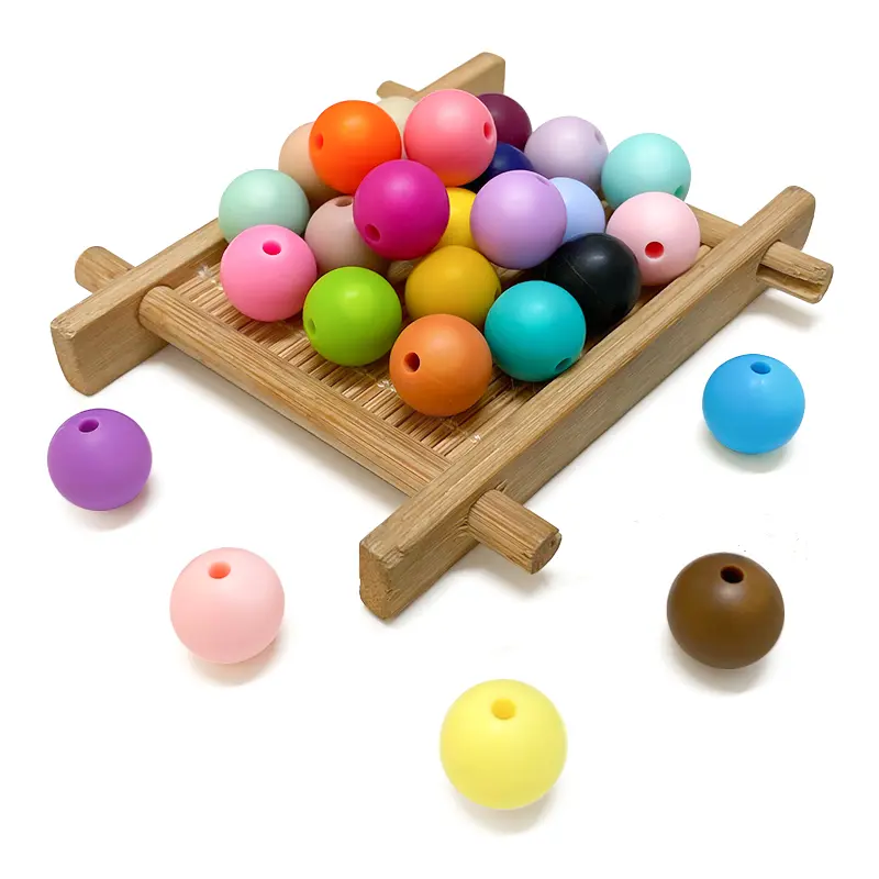 50pcs 12mm Round Silicone Beads BPA Free Baby Teething Beads Nursing Bracelet Tiny Rod Baby Teether Accessory