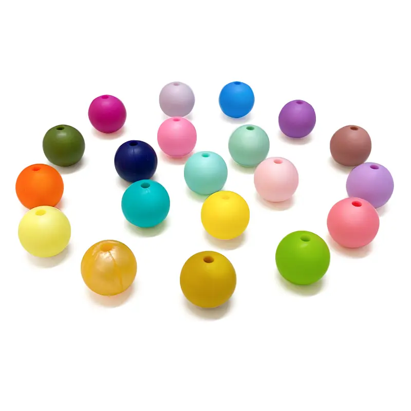 50pcs 12mm Round Silicone Beads BPA Free Baby Teething Beads Nursing Bracelet Tiny Rod Baby Teether Accessory