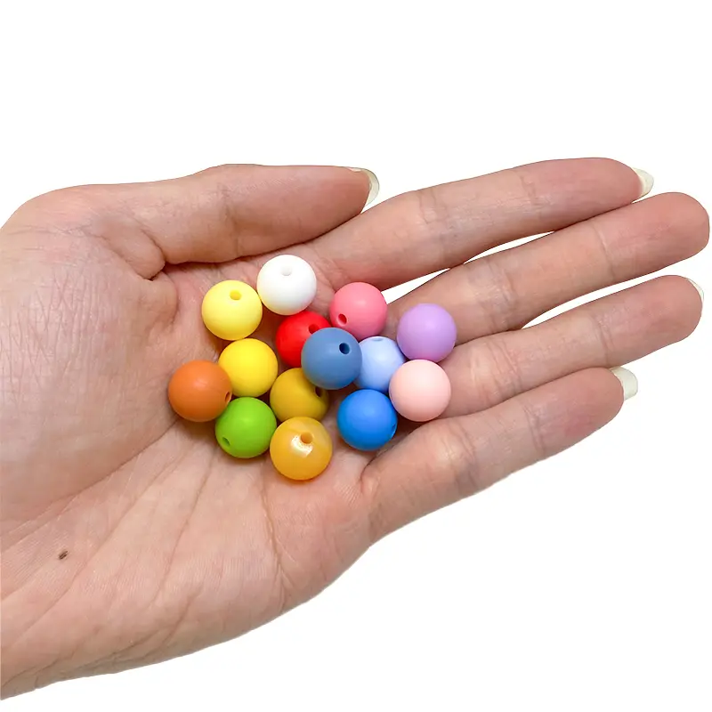 50pcs 12mm Round Silicone Beads BPA Free Baby Teething Beads Nursing Bracelet Tiny Rod Baby Teether Accessory