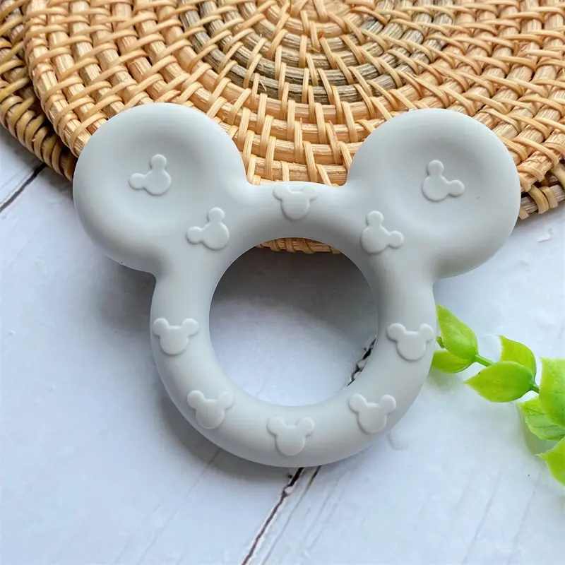 1pcs Mickey silicone Teether Food Grade Cartoon Teether Nursing Gift  DIY Baby Teething Teether Toy Accessories Ring