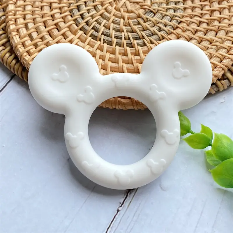 1pcs Mickey silicone Teether Food Grade Cartoon Teether Nursing Gift  DIY Baby Teething Teether Toy Accessories Ring