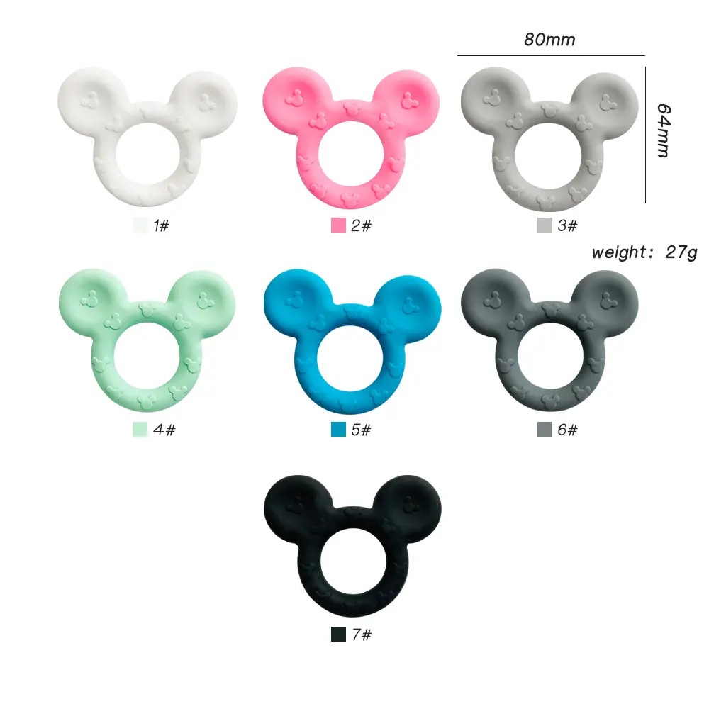1pcs Mickey silicone Teether Food Grade Cartoon Teether Nursing Gift  DIY Baby Teething Teether Toy Accessories Ring