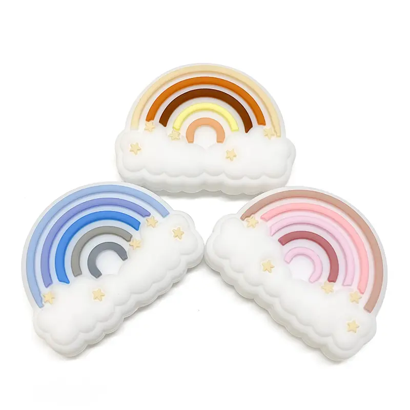 1/3/10pcs silicone rainbow teether beads pacifier clip food grade silicone baby safe toys for baby DIY pacifier chain