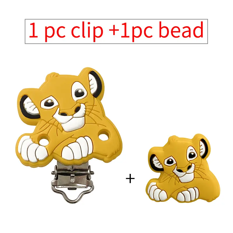 2pcs/set Silicone Miss Bunny Minnie mouse bambi marie cat Pacifier clip Molar Bead DIY Pacifier Chain Jewelry Accessories