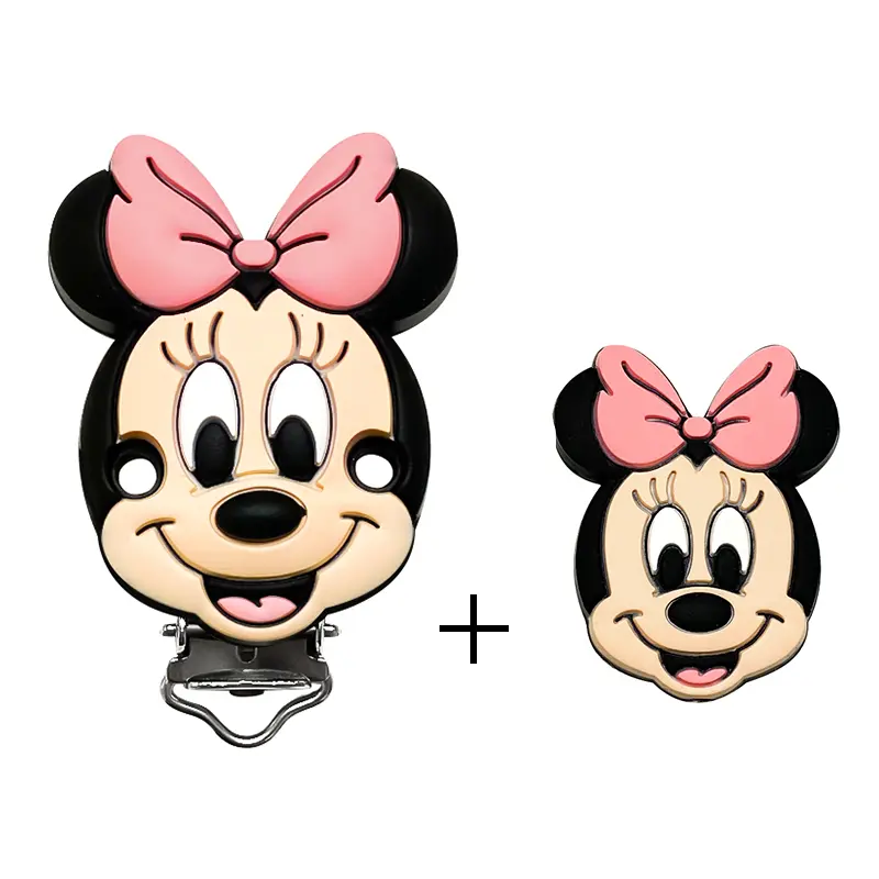 1set Silicone Miss Bunny Minnie mouse bambi marie cat Pacifier clip Molar Bead DIY Pacifier Chain