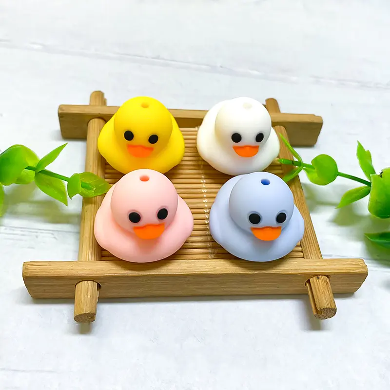 10pcs 3D Silicone Duck Bead BPA FreeTeething Infant Chewable Dummy Necklace Pacifier Toy Accessories
