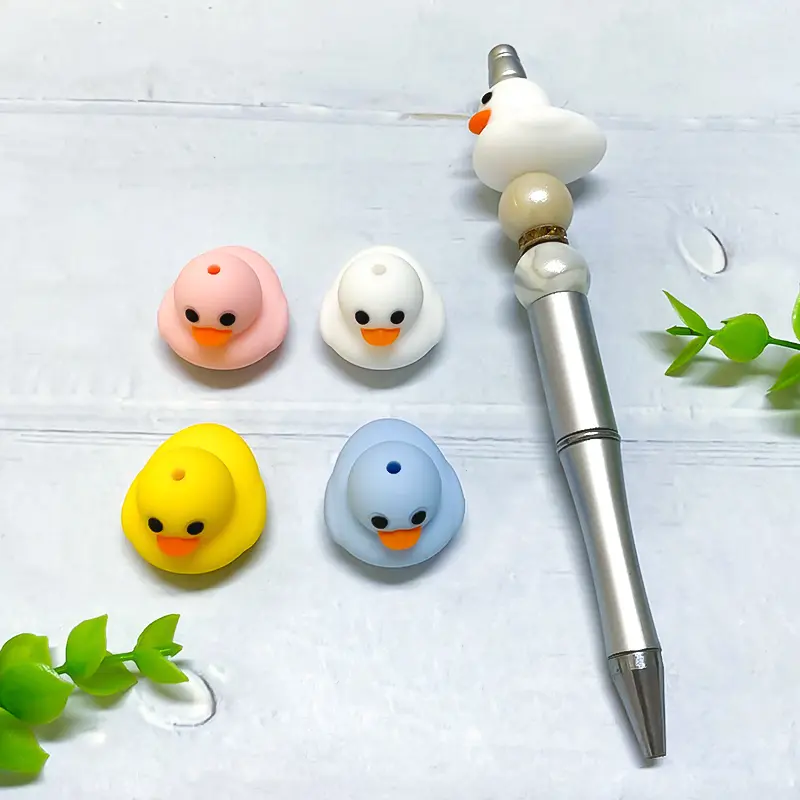 10pcs 3D Silicone Duck Bead BPA FreeTeething Infant Chewable Dummy Necklace Pacifier Toy Accessories