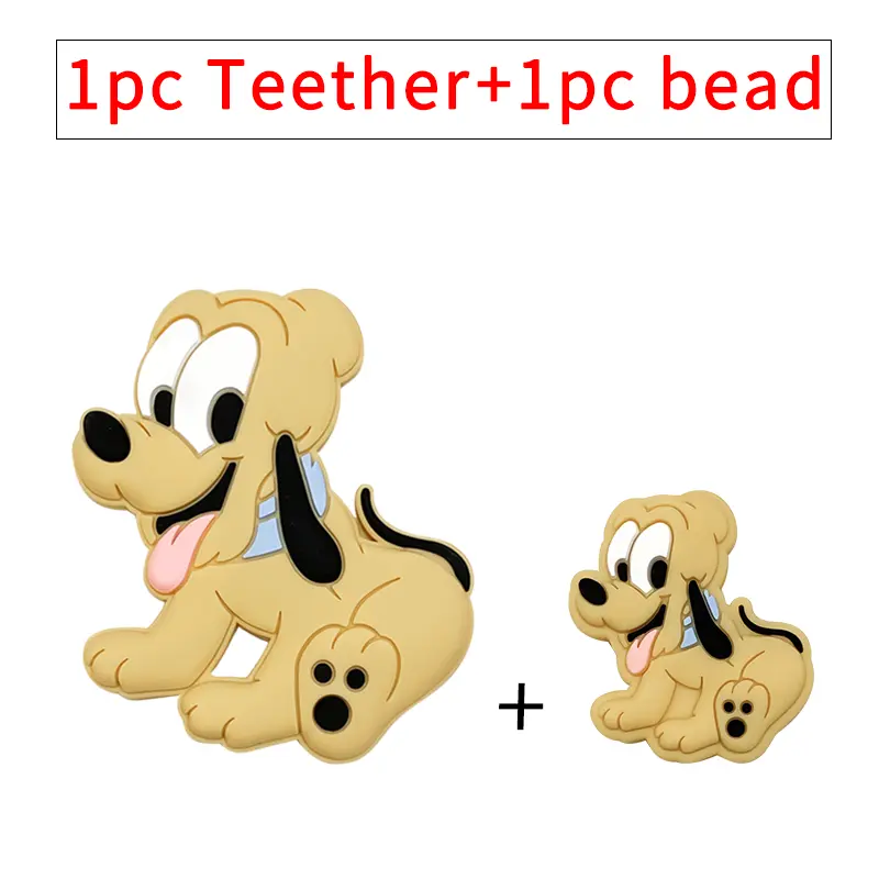 2pcs New Silicone Disney Teething Beads Cartoon Shape Baby Teethers Food Grade Teething Toys Diy Pacifier Clips Accessories