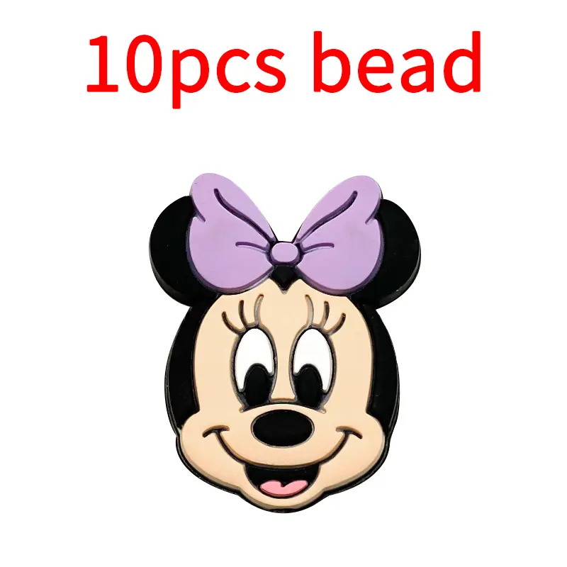 10pcs Mickey Minnie Silicone Pacifier Clips Food Grade Teethers For Baby DIY Baby Soother Nursing Pacifier Chain Accessories