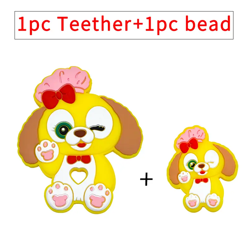 2pcs New Silicone Disney Teething Beads Cartoon Shape Baby Teethers Food Grade Teething Toys Diy Pacifier Clips Accessories