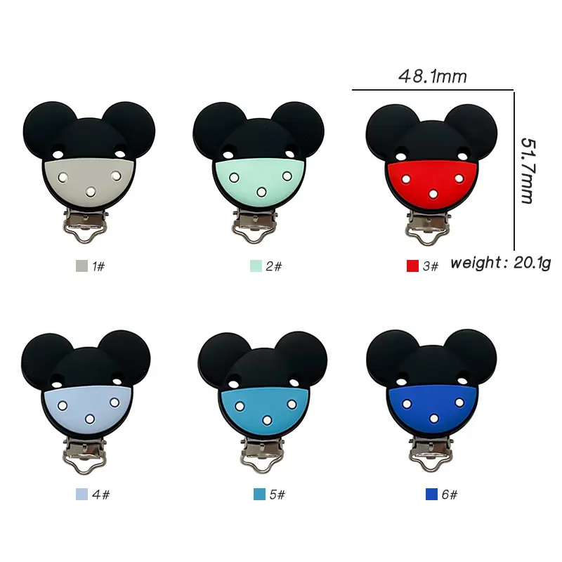 1set Silicone Mouse Shape Clamps Clips DIY Pacifier Chain Nipple Holder Clamps Handmade Jewelry Accessories