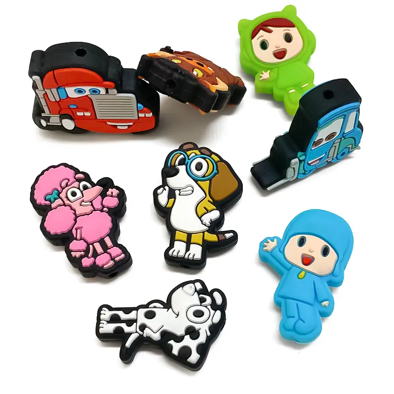 10pcs Dog Beads Silicone Kids Teething Toddler Toys Food Grade Silicone Teethers DIY Pacifier Toy Accessories