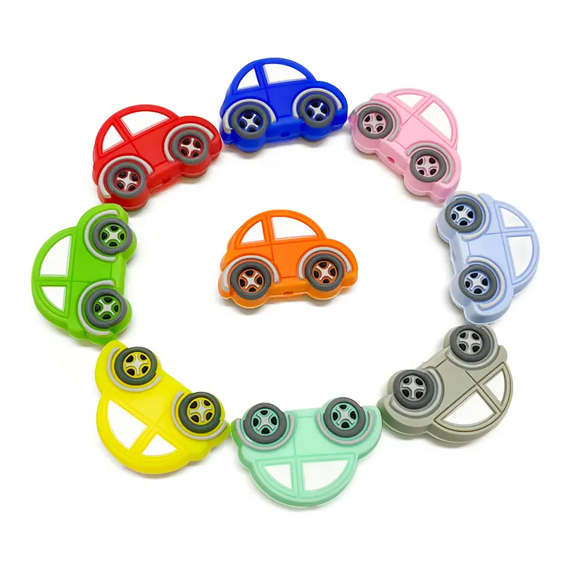 10pcs Mini Automobile Silicone Beads Baby DIY Dummy Cartoon Nipple Chain Toy Accessories