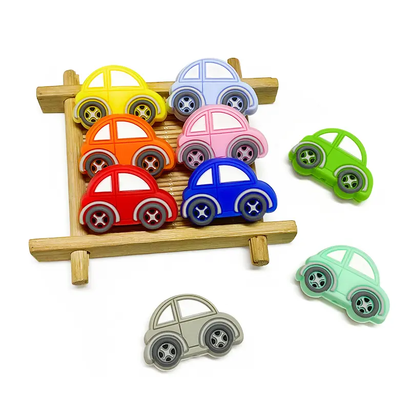 10pcs Mini Automobile Silicone Beads Baby DIY Dummy Cartoon Nipple Chain Toy Accessories